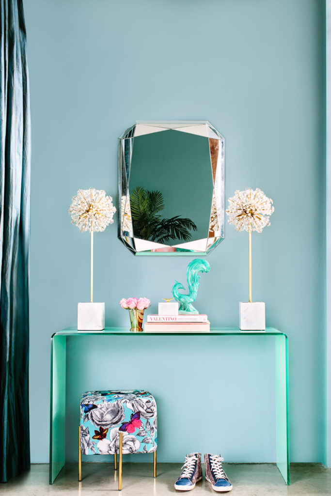 spruce up your home while sheltering in place | Kate Spade Dickens Lamps, blue walls