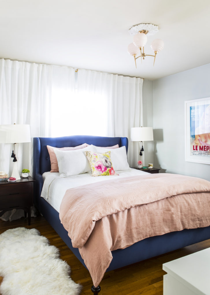 navy bed | spruce up your home while sheltering in place | Glamour Nest 